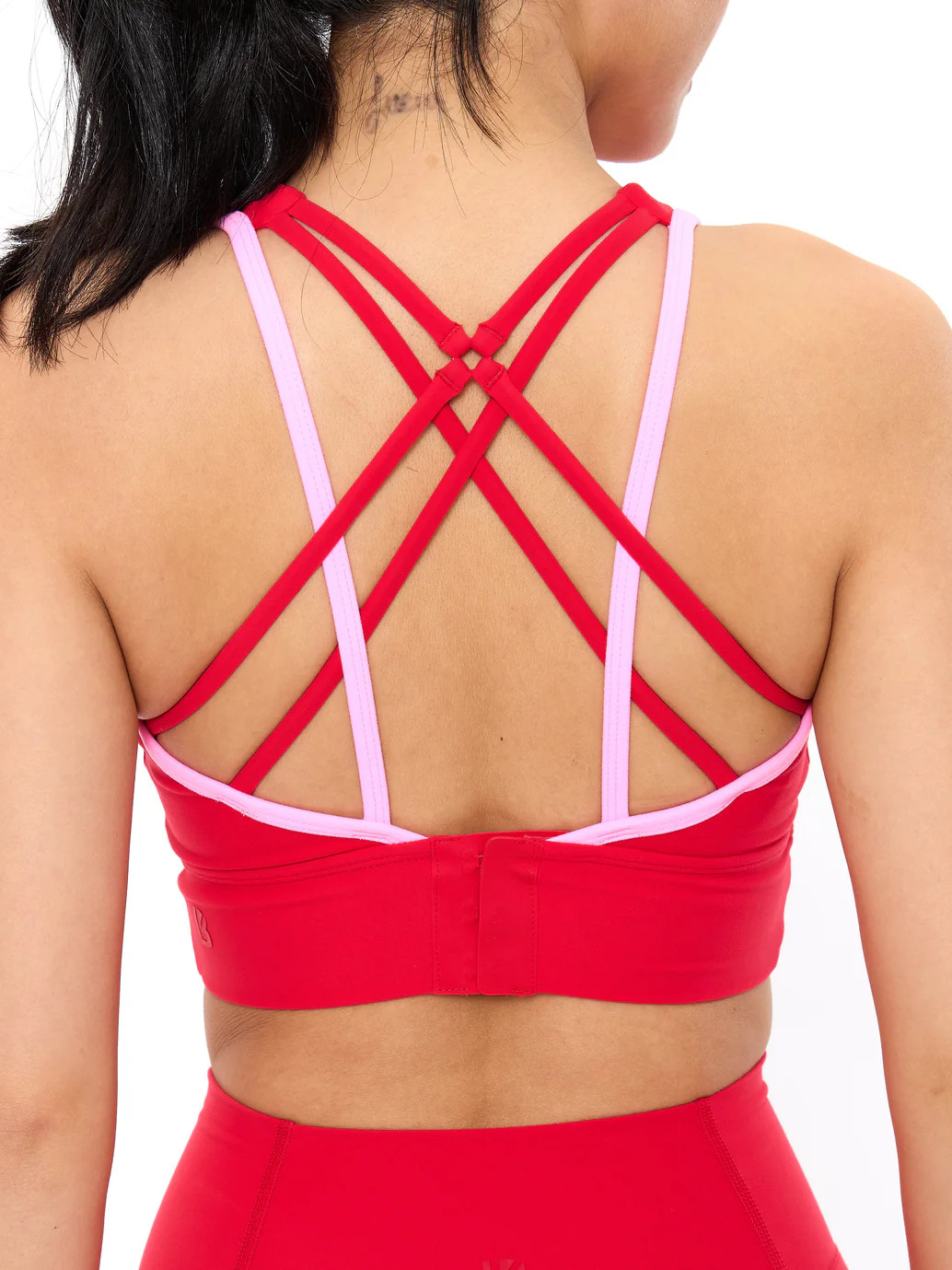 Geo Sports Bra - Salsa Red and Pink | Buffbunny Collection
