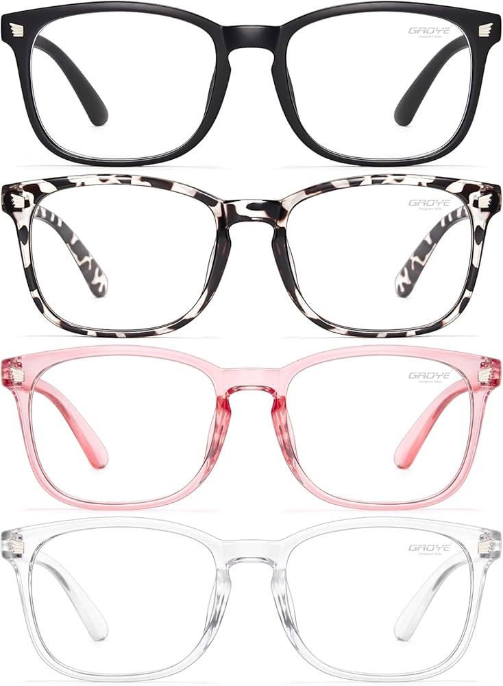 Gaoye 4-Pack Blue Light Blocking Glasses Fashion Square Fake Nerd Eyeglasses Frame Anti UV Ray Fi... | Amazon (US)