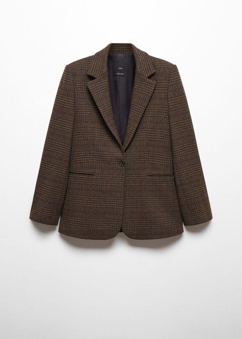 Straight checked blazer -  Women | Mango United Kingdom | MANGO (UK)