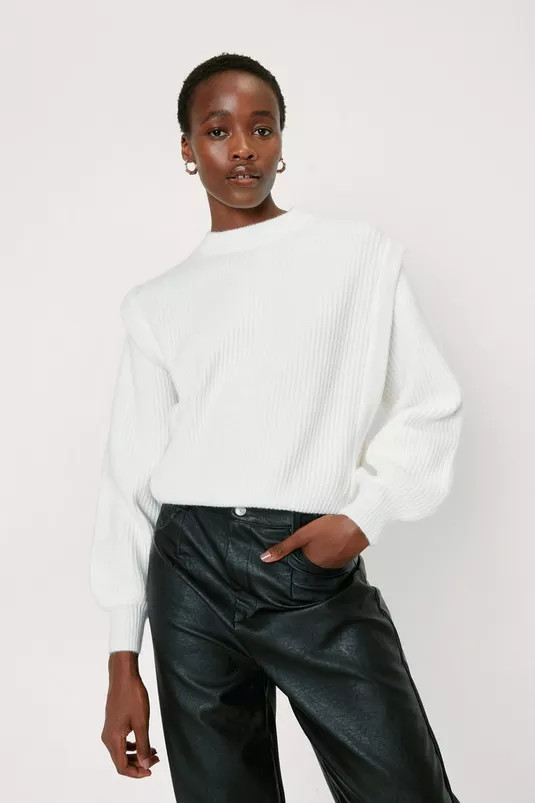 Shoulder Tuck Puff Sleeve Sweater | Nasty Gal (US)