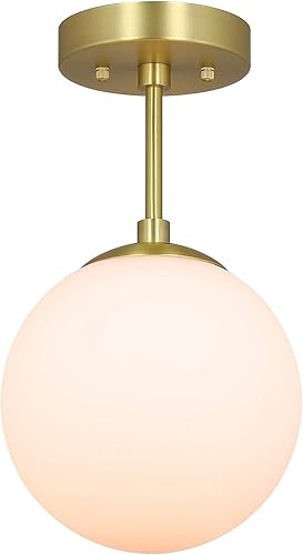 XiNBEi Lighting Semi Flush Light 1 Light Semi Flush Mount Ceiling Light, Globe Ceiling Light Sati... | Amazon (US)