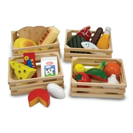 Melissa & Doug Food Groups - 21 Hand-Painted Wooden Pieces and 4 Crates | Walmart (US)