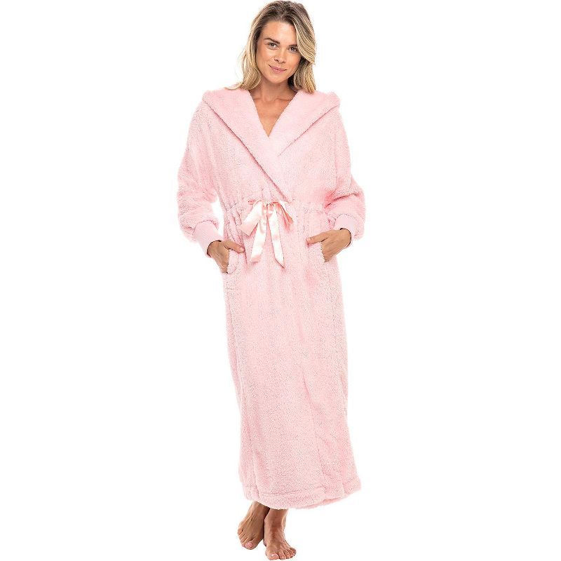 Alexander Del Rossa Women's Plush Fleece Robe with Hood, Long Warm Hooded Bathrobe | Target