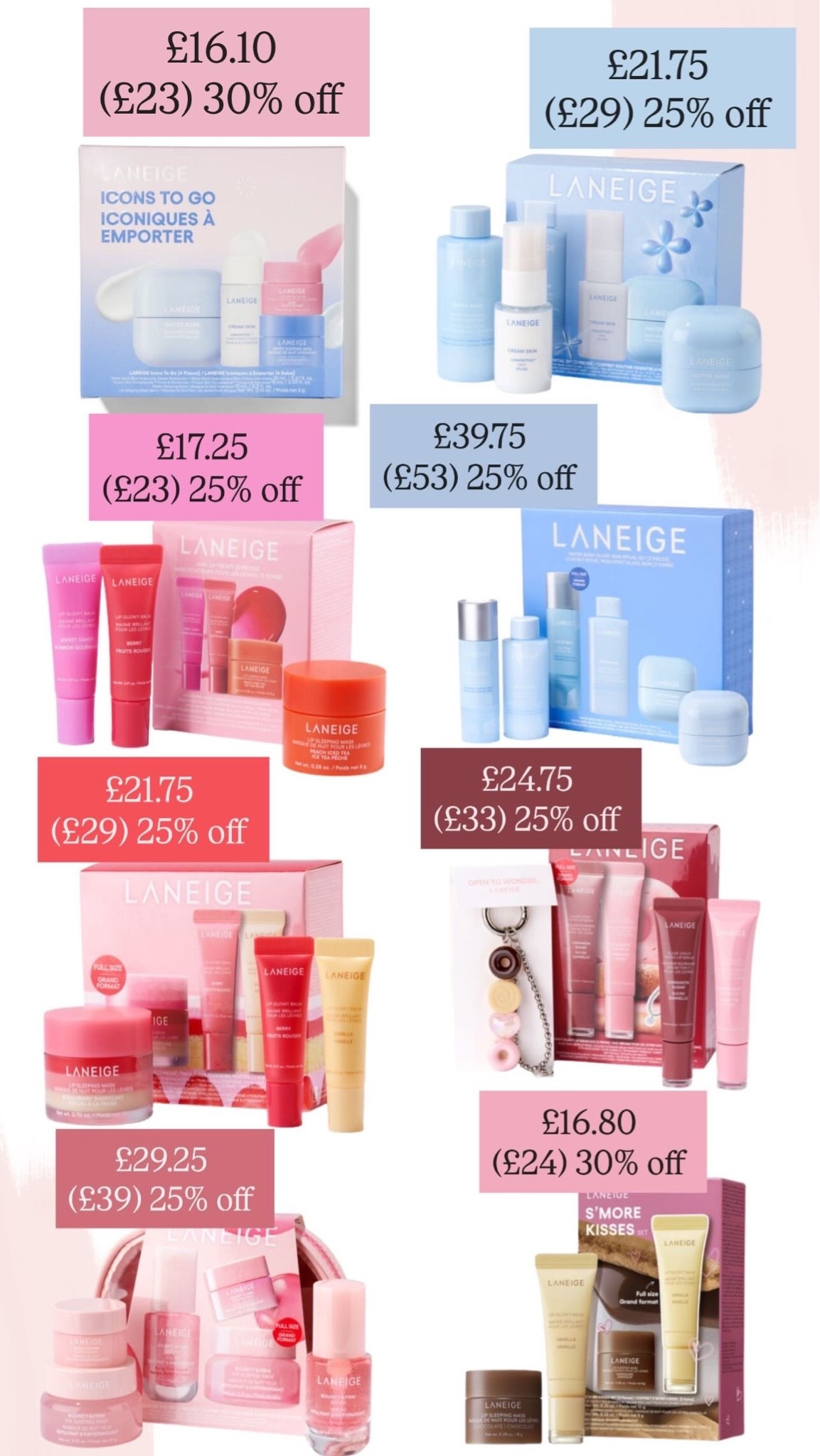 25-30% off laneige sets