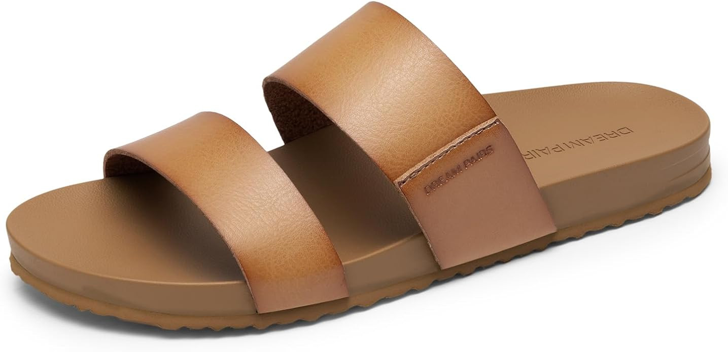DREAM PAIRS Women's Open Toe Slides Sandals Comfortable Arch Support Footbed Two Strap Slip-on Fa... | Amazon (US)