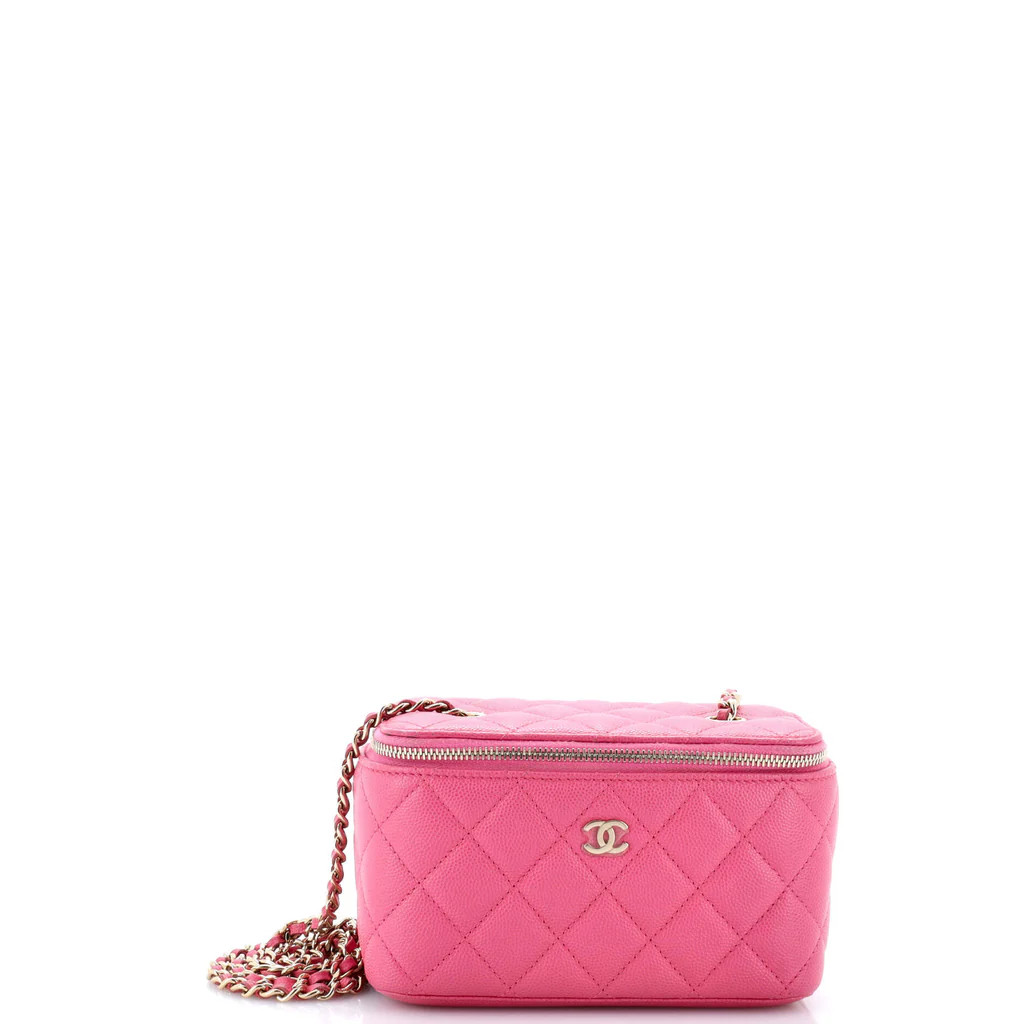 Classic Vanity Case with Chain Quilted Caviar Small | Rebag