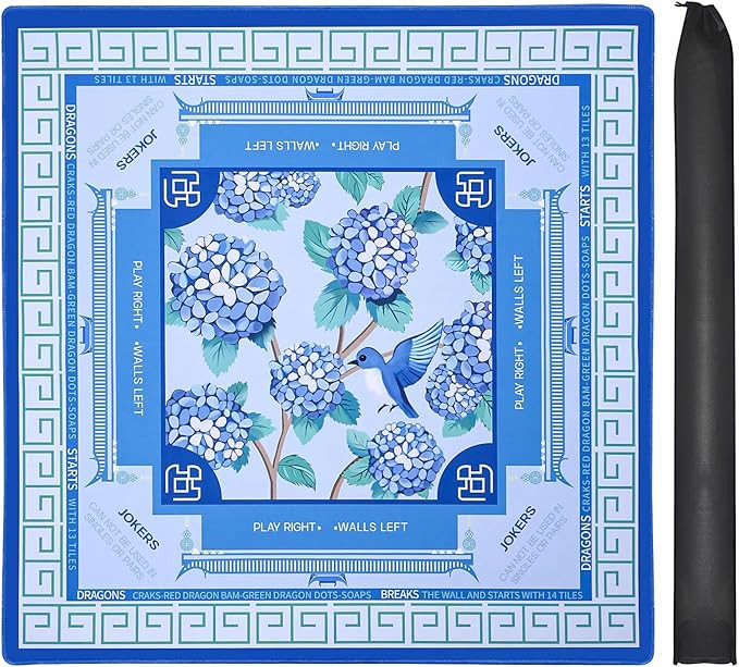Blue American Learning Mahjong Mat (33”x33”) with Black Carrying Bag, Anti-Slip, Mahjong Tabl... | Amazon (US)