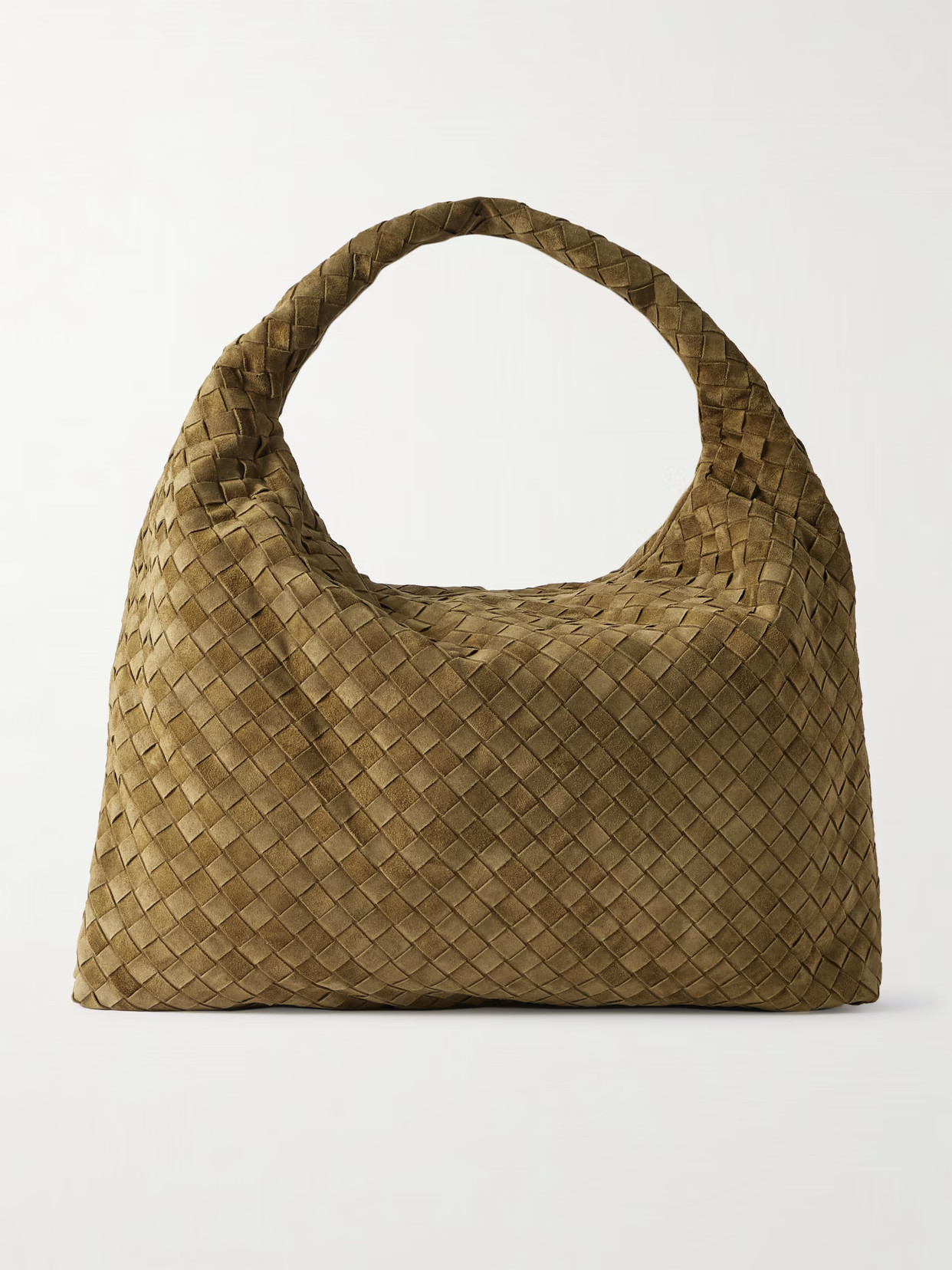 Bottega Veneta - Hop Large Intrecciato Suede Tote - Green | NET-A-PORTER (US)