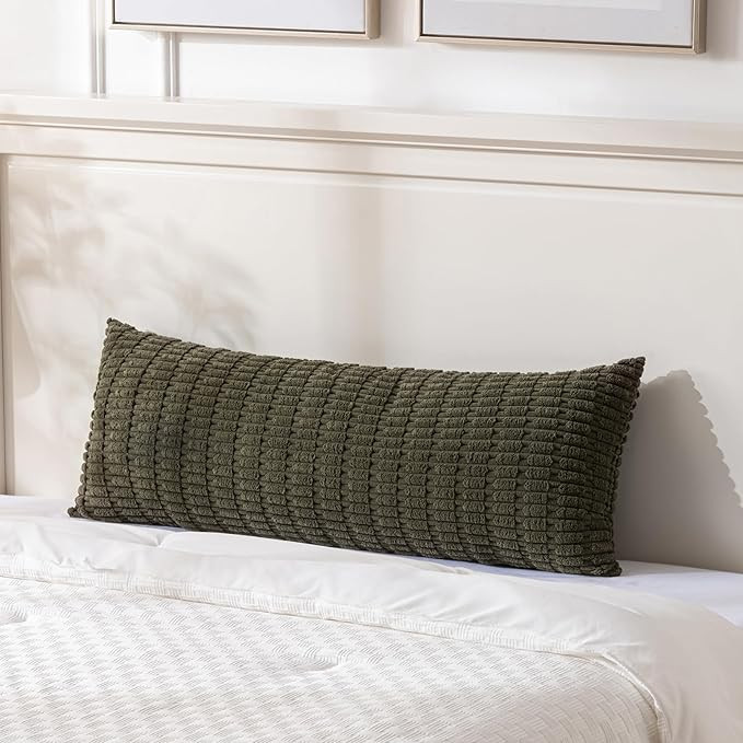 Fancy Homi Olive Green Long Body Lumbar Decorative Throw Pillow Covers 14x36 Inch for Bed Couch B... | Amazon (US)