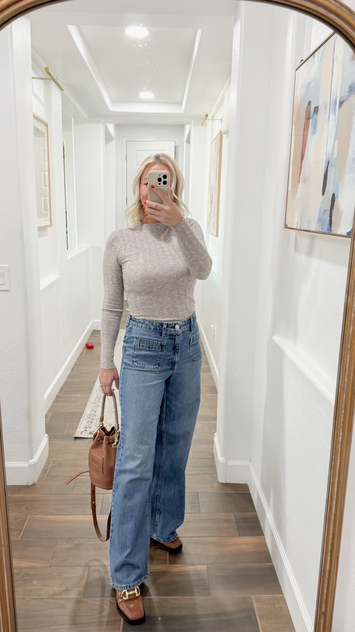 Wide leg Jeans are in! Cozy fall fit is perfect for upscale casual work, casual ootd, everyday looks. 