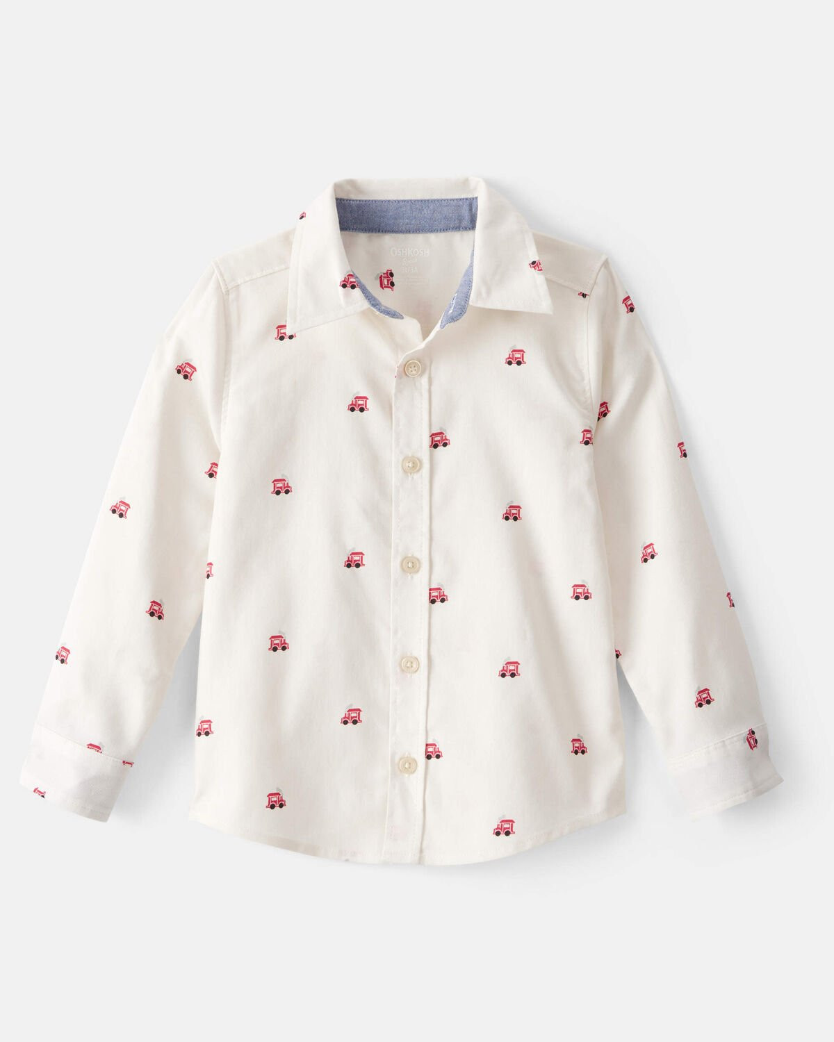 Toddler Boy Train Print  Button-Down Shirt - White - OshKosh B'gosh | Carter's | Carter's Inc