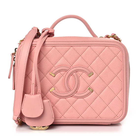 Caviar Quilted Medium CC Filigree Vanity Case Rose Pink | FASHIONPHILE (US)