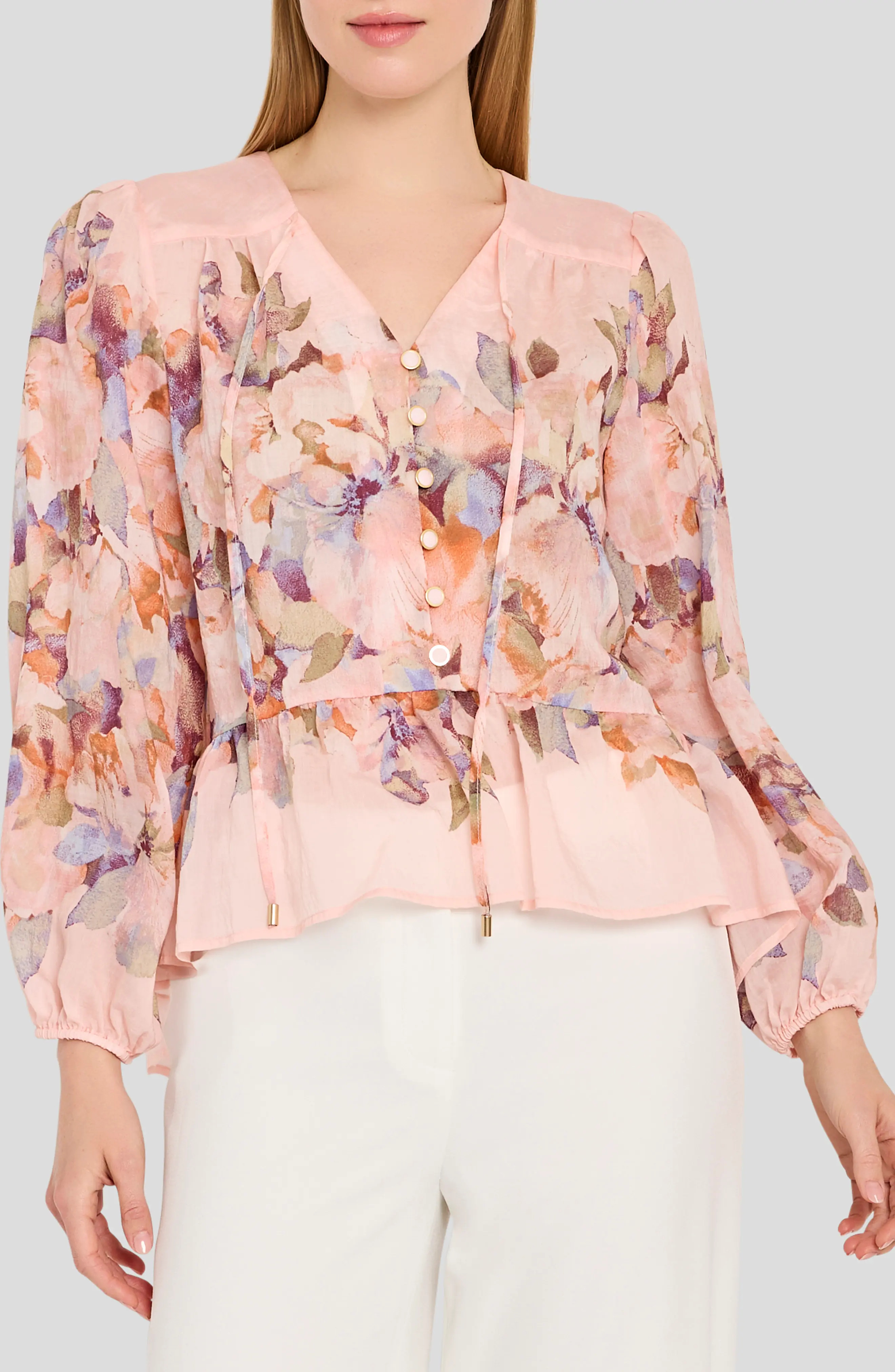 Floral Print Peplum Chiffon Top (Women) | Nordstrom | Nordstrom