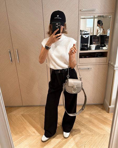 Paris day 3 outfit to walk and visit the revolve showroom! Pants tts, oversized turtleneck vest
Gilt Chloe bag
Bing baseballcap and Marant sneakers 

#LTKshoecrush #LTKover40 #LTKitbag