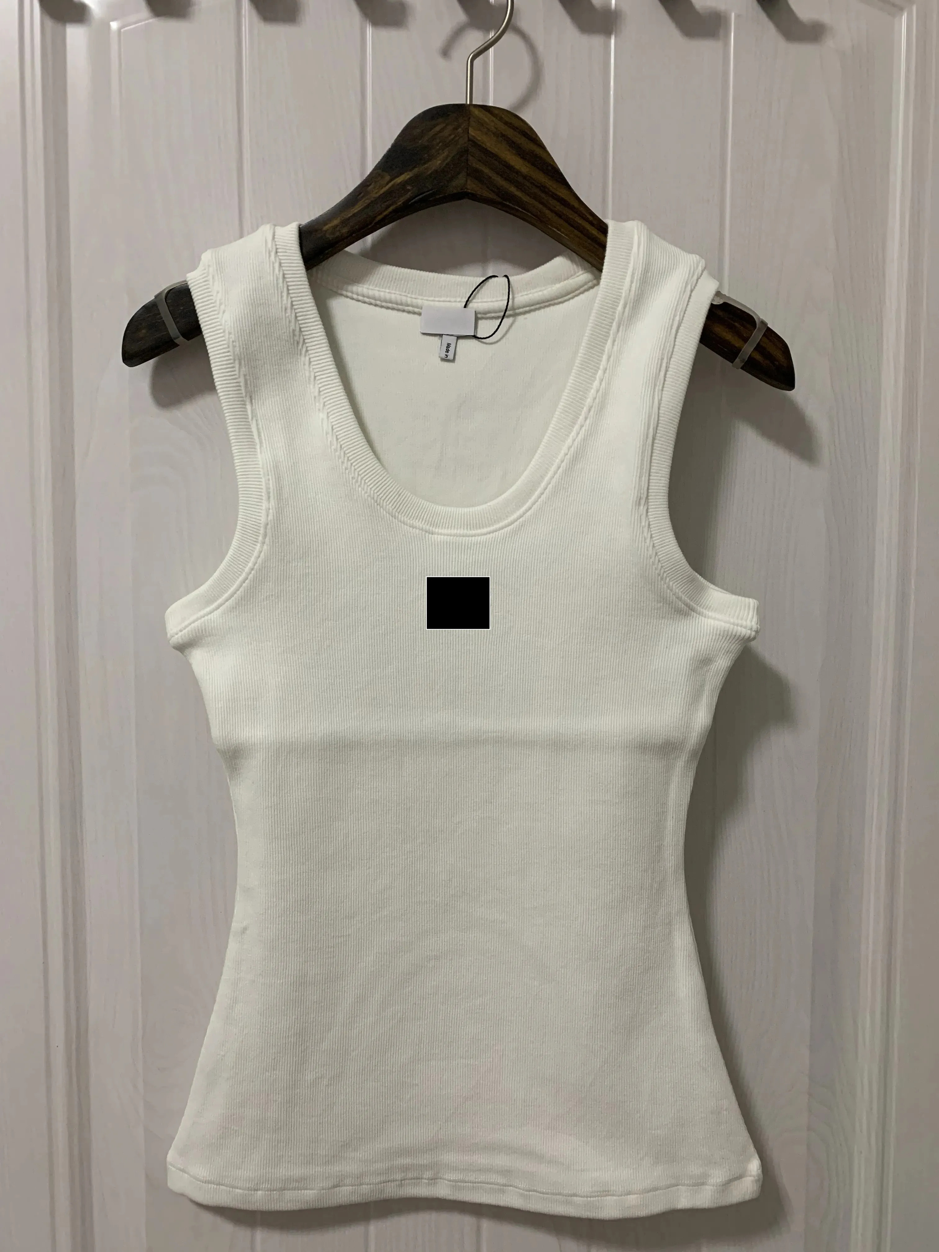women Designer Tank Top Pullover Pure White Sleeveless Cropped Tanks Embroidered Cotton-blend Let... | DHGate