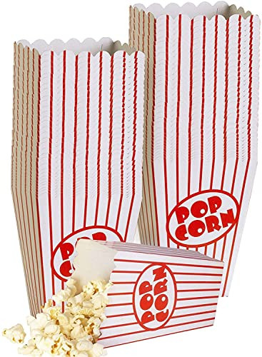 Movie Night Popcorn Boxes for Party (80 pack) - Paper Popcorn Buckets - Red and White Popcorn Bags for Popcorn Machine, Movie Theater Decor Popcorn Container, Carnival Circus Party Popcorn Bowl | Amazon (US)