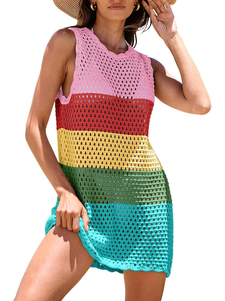 ANRABESS Womens Swimsuit Cover Up Sleeveless Knit 2025 Summer Outfits Swimwear Bathing Suit Cover... | Amazon (US)