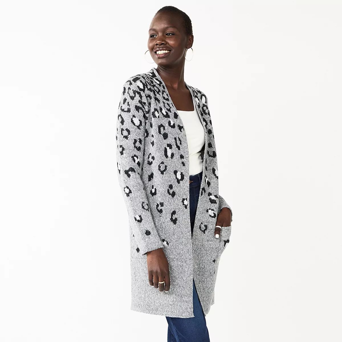 Women's Nine West Jacquard Sweater Car Coat | Kohl's