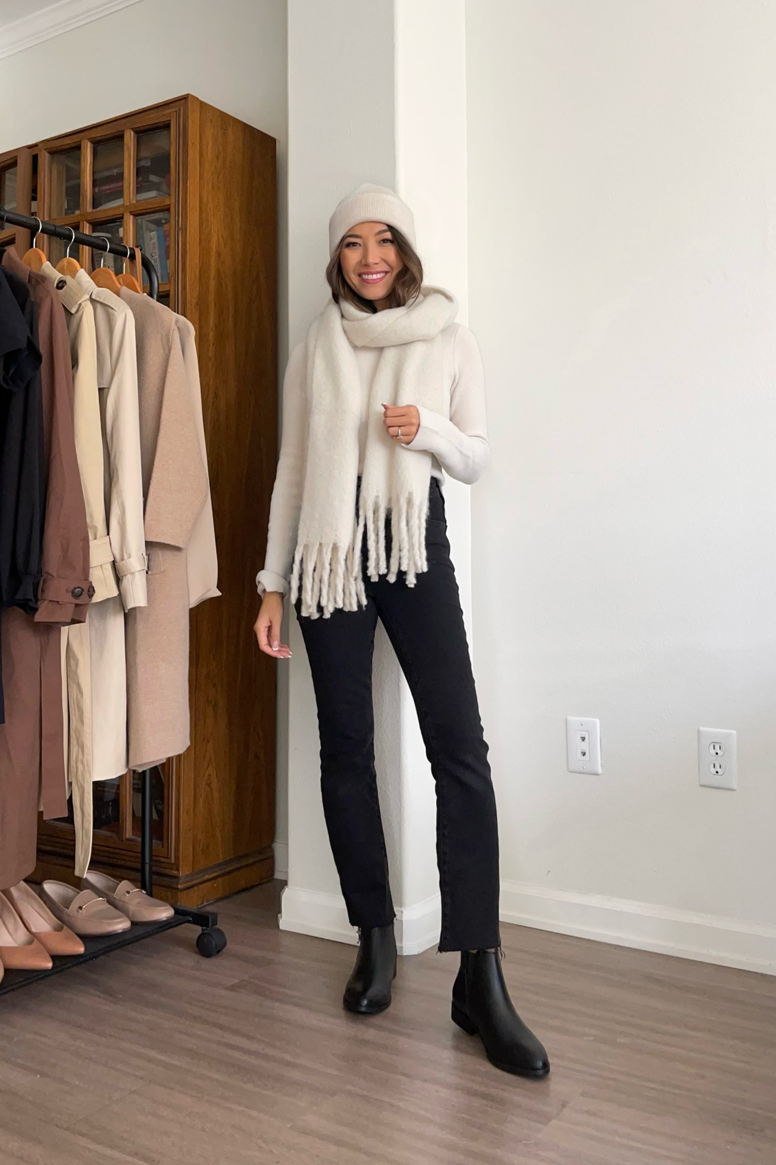 Winter holiday outfit 
Abercrombie 30% off + extra 15% off with code CYBERAF 

White sweater xs / white scarf & beanie : boots 

#LTKsalealert #LTKHoliday #LTKCyberweek