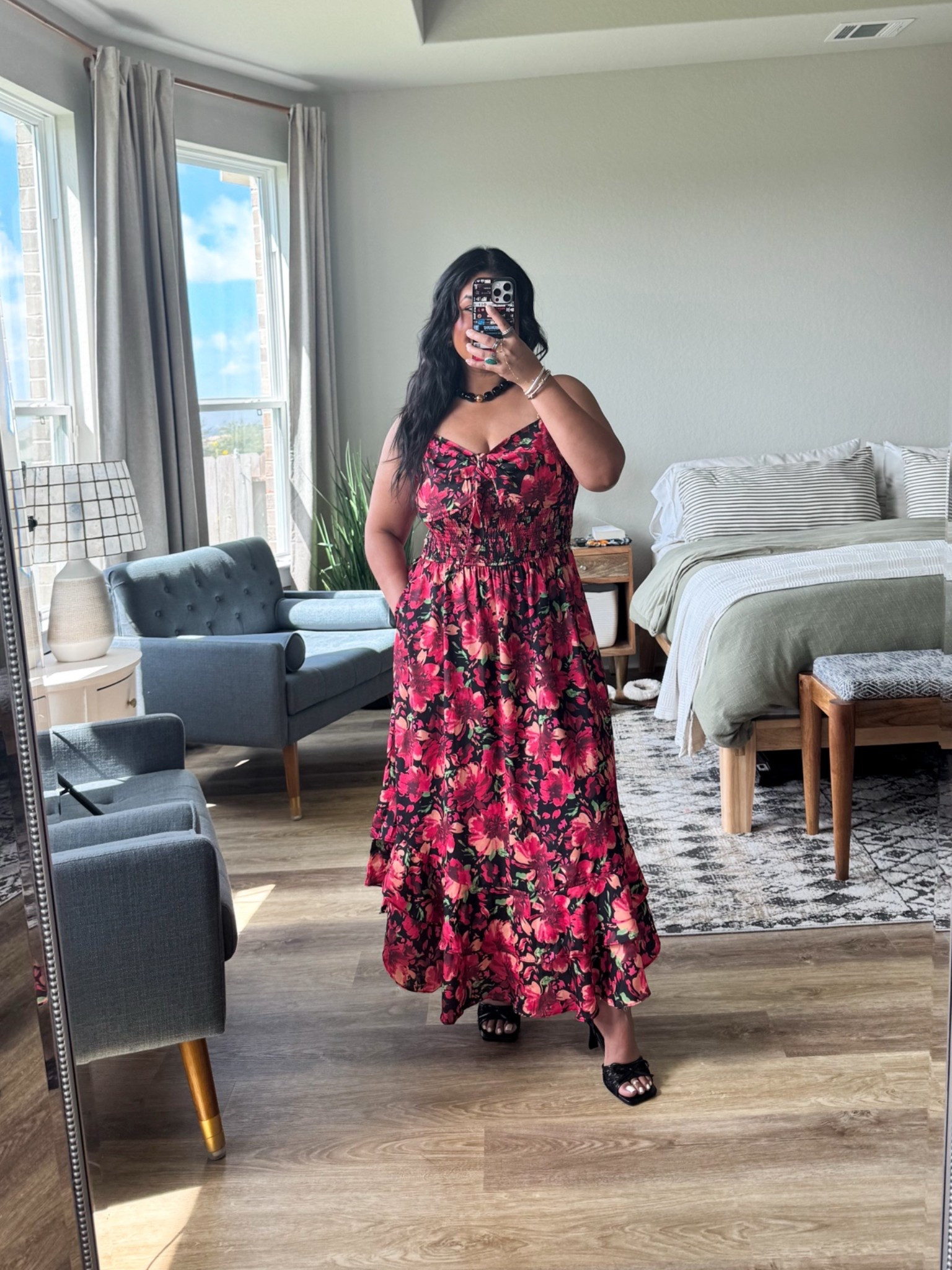 Amazon dress, size large in shade black and red floral. Shoes are true to size. Also linking strapless bra, size L.

#LTKPetite #LTKMidsize #LTKOver40