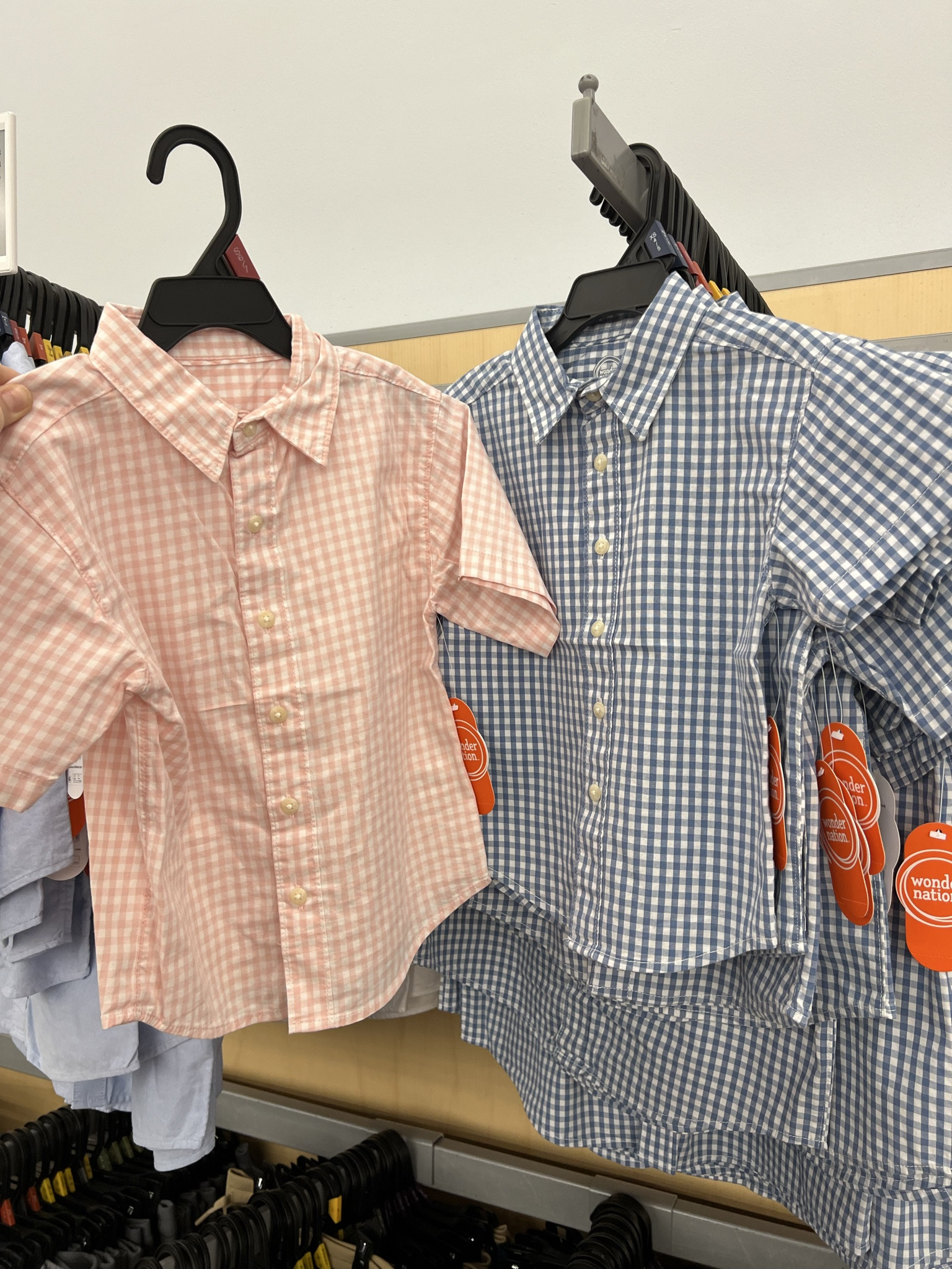 Boys short sleeve collared button front shirts in pink or blue gingham check, cotton. Perfect Easter outfit! I get these every year for my boys. #walmartfashion 

#LTKKids