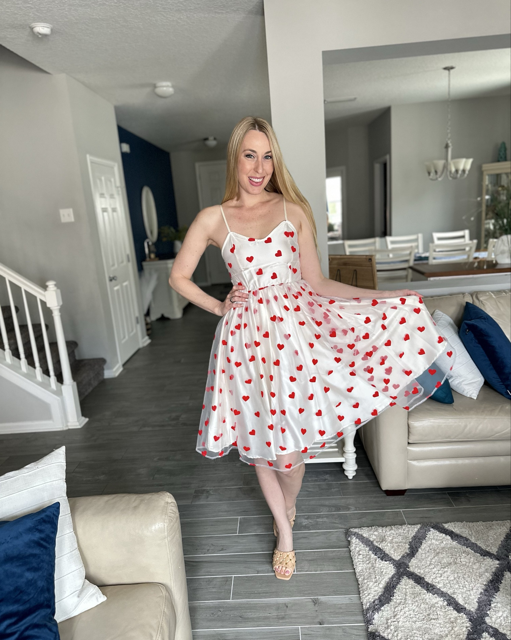 Covered in hearts dress 
❤️ i love this dress. It is perfect for Valentine’s Day
❤️ a little tight in the bust so size up one of need be 
❤️ wearing small in it, I am 5’10”


#LTKFindsUnder100 #LTKFindsUnder50 #LTKStyleTip