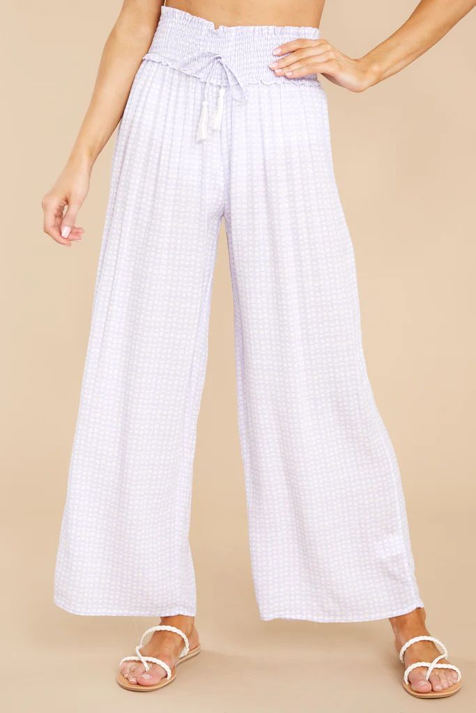 Double Scoop Lilac Cream Print Pants | Red Dress 