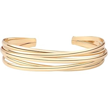 AOZEL Gold Bangle Cuff Bracelets for Women Trendy Chunky Adjustable Twist Love Textured Bracelet ... | Amazon (US)