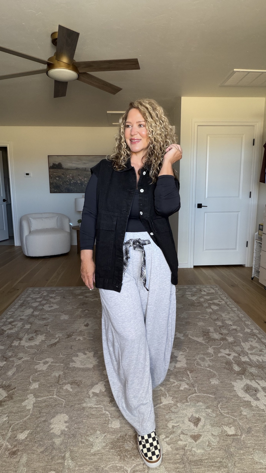 Outfit one medium pants, large tank, large shacket Outfit 2 large top, medium vest, medium pants Outfit 3 medium denim top large white top medium pants Shoes all tts

#LTKOver40 #LTKMidsize #LTKPetite