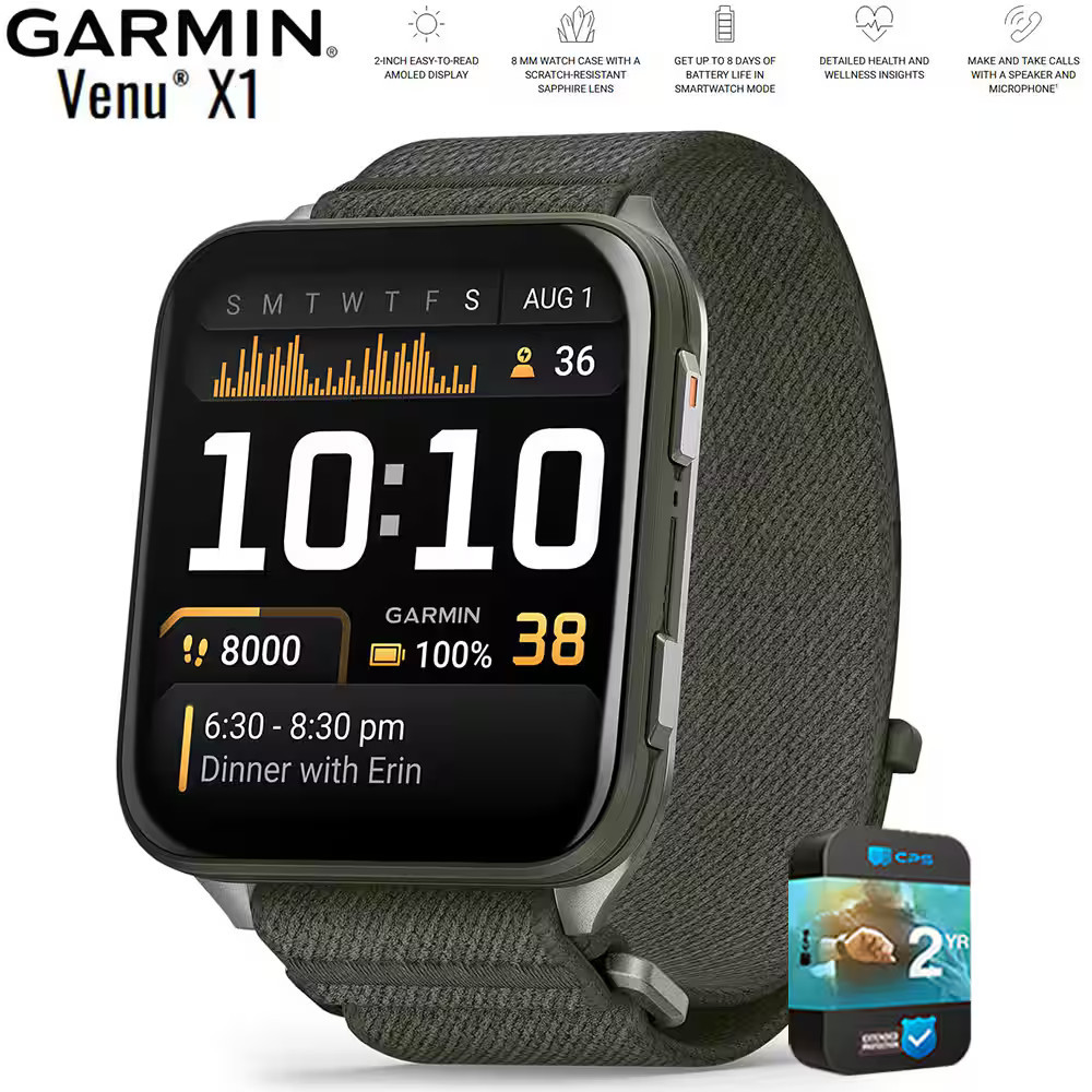 Garmin - Venu X1 Premium GPS Smartwatch Moss Titanium with 2 Year Warranty - Moss with Titanium Caseback - (2025) | Best Buy U.S.