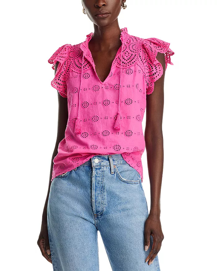Eyelet Flutter Sleeve Top - 100% Exclusive | Bloomingdale's (US)