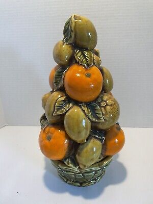 Vintage Fruit Sculpture Inarco Majolica Style Topiary Centerpiece 12" | eBay US