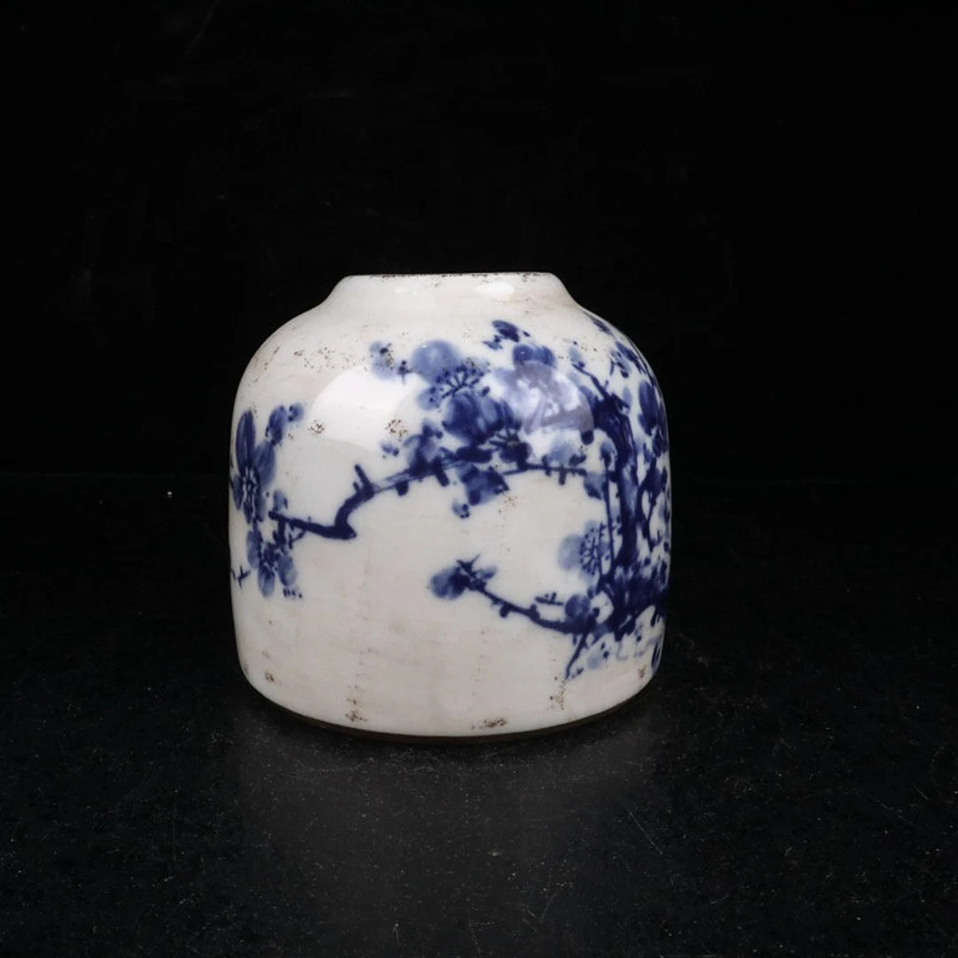Exquisite and Rare Blue and White In-glaze Plum Blossom Picture Horseshoe Jar Decoration With Chi... | Etsy (US)