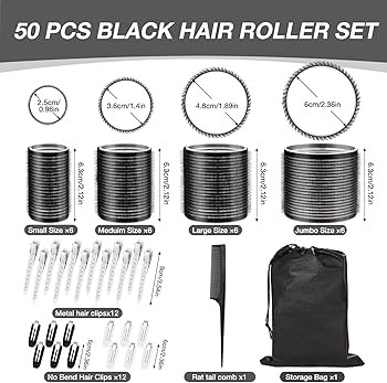 50 Stücke Lockenwickler Set, 24 Stück 4 Größen (60/48/36/25mm) mit 24 Edelstahl-Clips, Locken... | Amazon (DE)