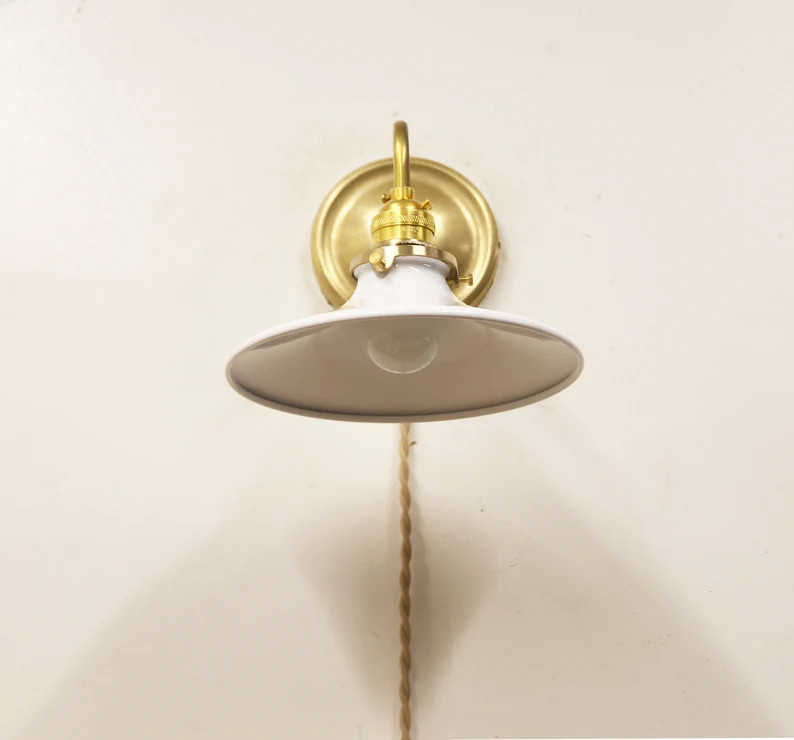 Plug-in Wall Sconce Light, Brass Wall Sconce Light - Etsy | Etsy (US)