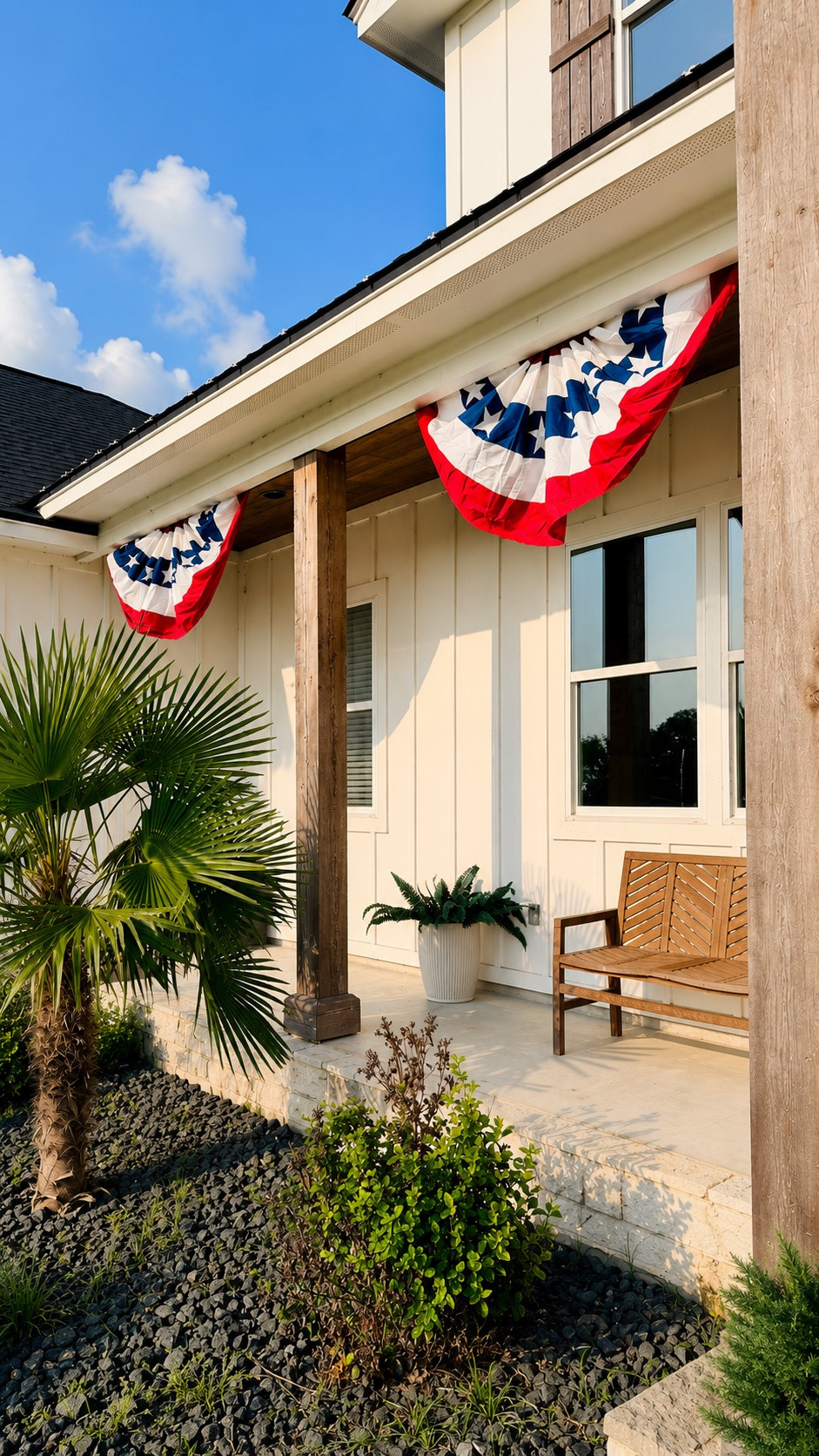 These just make the house feel like summer to me ❤️🤍💙

We’ve decorated our porch with patriotic bunting flags every summer for the last 5 years, and I finally replaced our old faded set this year. The new colors are SO bright and pretty! 🇺🇸✨

Such an easy way to make your home feel festive all summer long for Memorial Day + the 4th of July.

Linked my bunting flags + patriotic porch favorites here

#LTKHome #LTKSeasonal #LTKdayinmylife