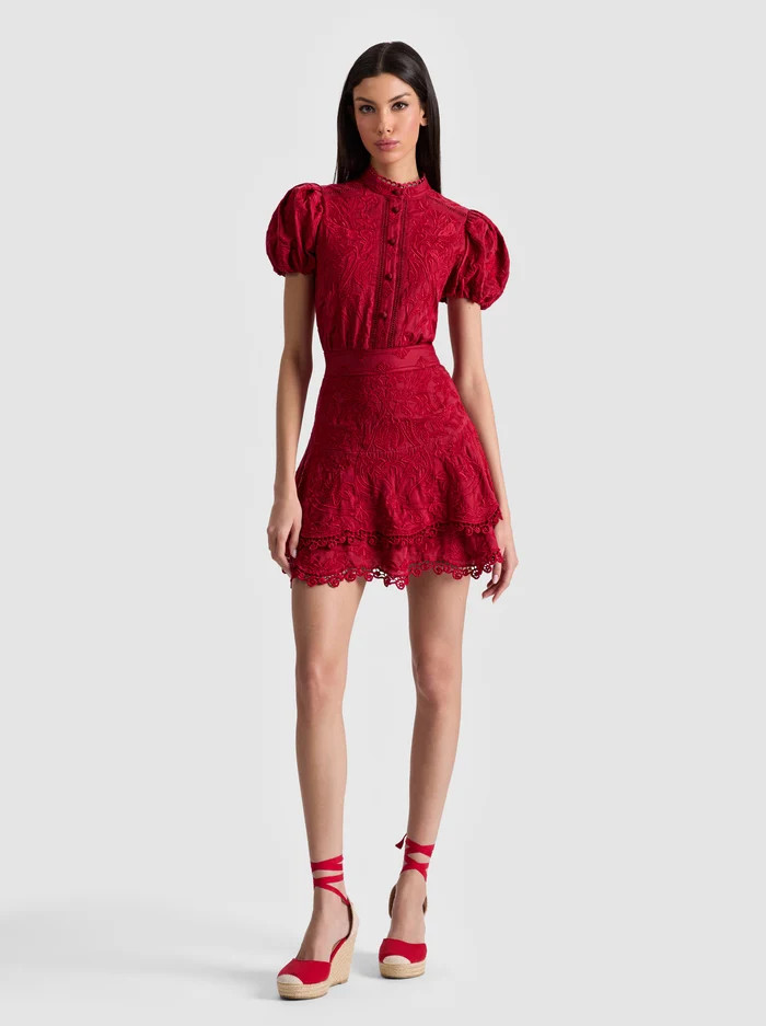LORYN EMBROIDERED SHIRT DRESS | Alice + Olivia