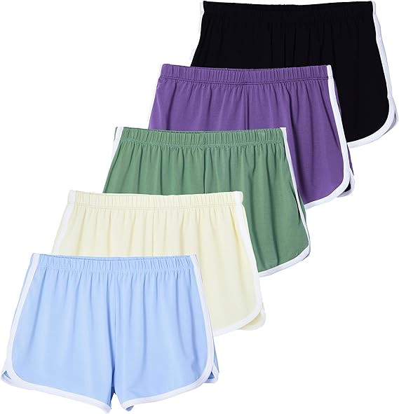 Real Essentials 5 Pack: Girls' Dry-Fit Athletic Dolphin Shorts for Youth Kids Teens Running Gym S... | Amazon (US)