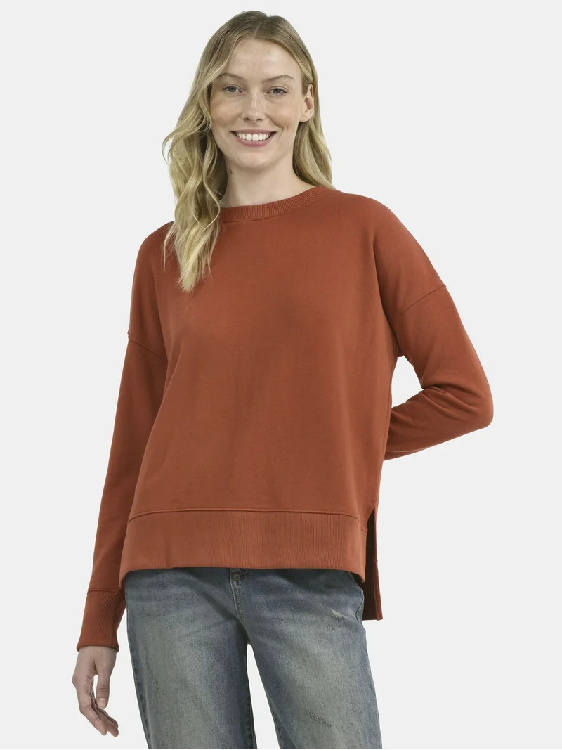 Time and Tru Women's and Women's Plus Crewneck Sweatshirt with Long Sleeves, XS-4X | Walmart (US)