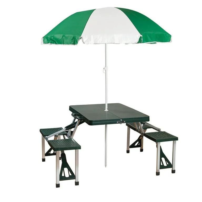 Stansport Folding Picnic Table with Umbrella, Aluminum Frame | Walmart (US)