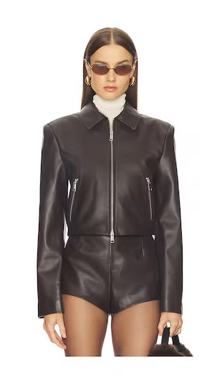 Elia Leather Jacket in Espresso | Revolve Clothing (Global)