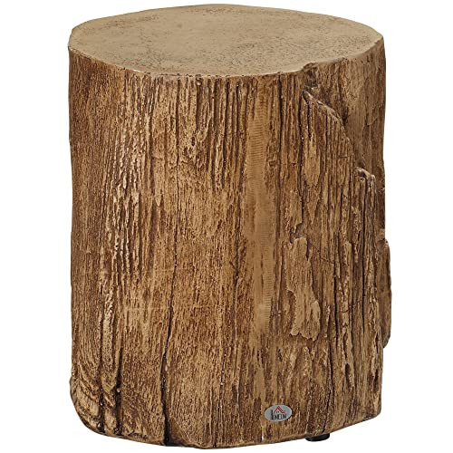 CLWHJ Tree Stump Stool, Decorative Side Table with Round Tabletop, Concrete End Table with Wood Grain Finish, for Indoors and Outdoors, Natural | Amazon (US)