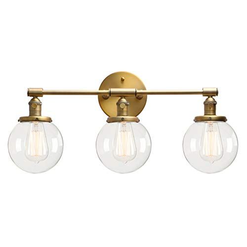 Permo Vintage Industrial Antique Three-Light Wall Sconces with Mini 5.9" Round Clear Glass Globe ... | Amazon (US)