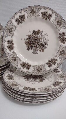 One Plate Sepia Brown Transfer Flowers SALAD Plate  NEW | eBay US