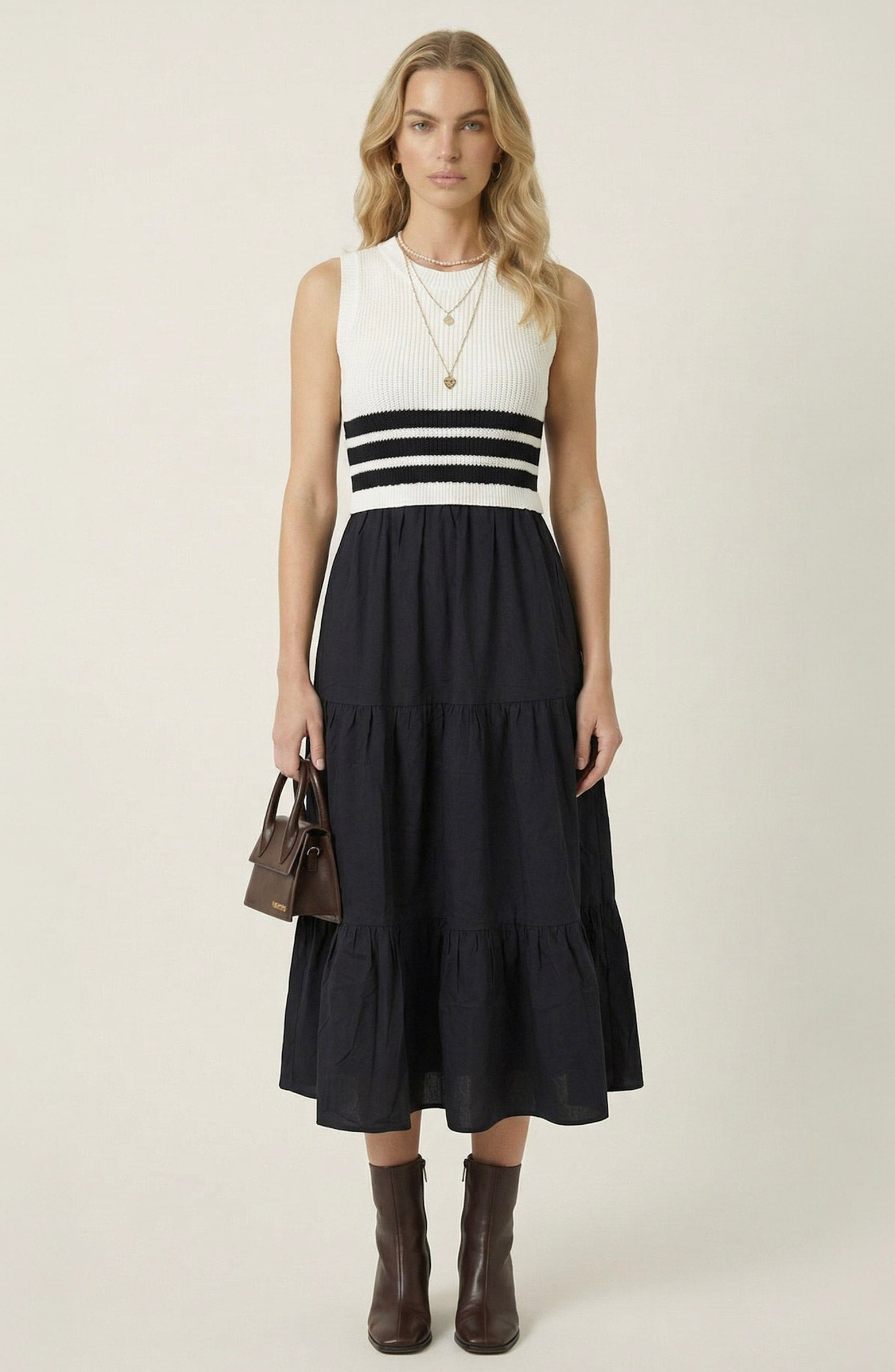 Striped Knit Tiered Midi Dress | Nordstrom