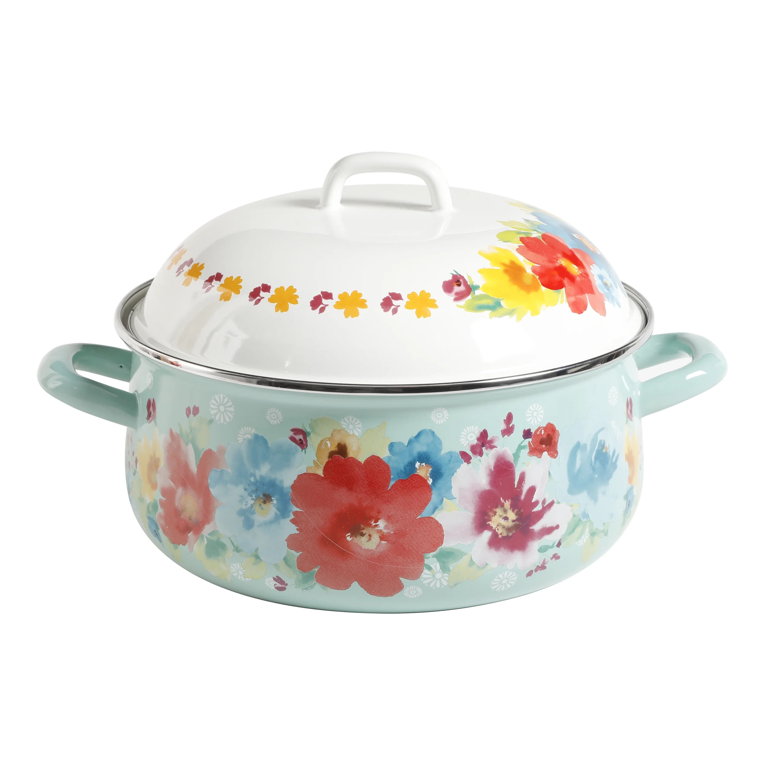 The Pioneer Woman Breezy Blossom Enamel on Steel 4-Quart Dutch Oven with Lid - Walmart.com | Walmart (US)