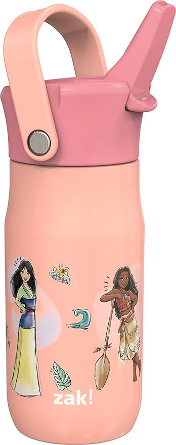 Zak Designs Harmony Disney Princess Kid Water Bottle for Travel or At Home, 14oz Recycled Stainle... | Amazon (US)