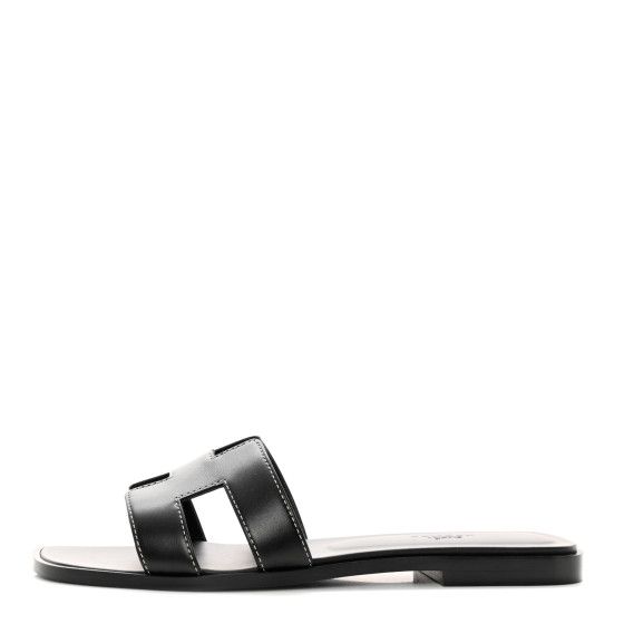 Box Calfskin Oran Sandals 38 Black | FASHIONPHILE (US)