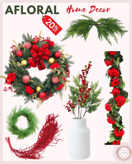 AFLORAL 20% off site wide including sale items! Christmas wreath is $26, hydrangea wreath $22, red berries $1.80 run 🏃‍♀️ 

#LTKHoliday #LTKCyberweek #LTKhome