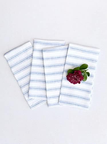 Solino Home Linen Napkins – Sky Blue and White, 20 x 20 Inch Set of 4 – European Flax, Natura... | Amazon (US)